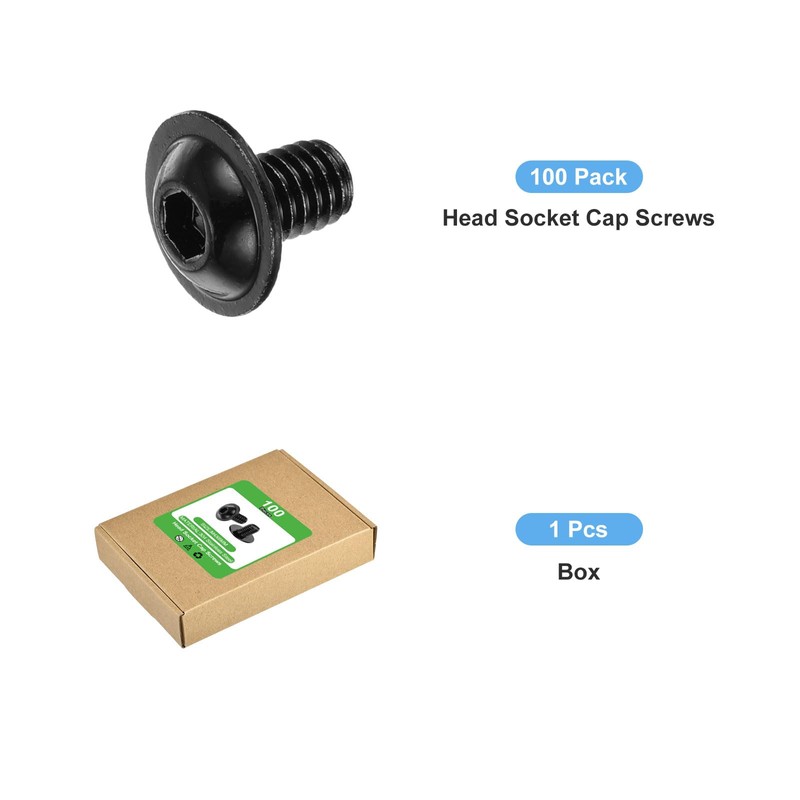 sourcing map 100Pcs M4-0.7x6mm Flanged Button Head Socket Cap Screws,