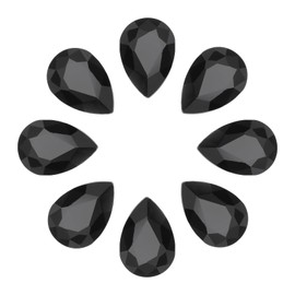 MECCANIXITY 8Pcs 18 x 25mm Teardrop Rhinestones Glass Pointed Back Rhinestone Beads Gems for Jewelry Making Costume Crystal Embellishments Crafts,Black