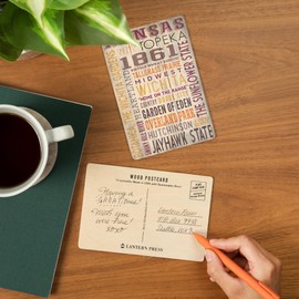 Kansas, Rustic Typography (4x6 Birch Wood Postcards, 2-Pack Stationary, Rustic Home Wall Decor)