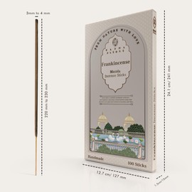 Frankincense and Myrrh Masala Incense Sticks Organic Hand Rolled 100 Sticks with Natural Herbs & Aromatic Ingredients, Burn Time 45 to 60 Minutes, Incense for Positivity, Meditation, Spiritual Gifts