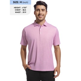 Esabel.C Mens Golf Shirts Print Moisture Wicking Short Sleeve Performance Dry Fit Stretch Active Polo Shirts for Men,Burgundy,L