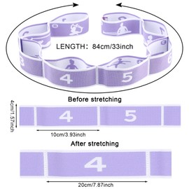 Stretching Strap, Multi-Loop Elastic Yoga Stretch Strap Flexible Stretch Resistance Bands Stretching Equipment for Physical Therapy, Pilates, Yoga, Dance, Gymnastics Exercise (Purple)