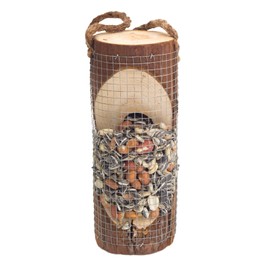 GARDIGO® Hanging Bird Feeder | Wooden Feeder | Winter-proof Feeding Station with Wire Mesh for Wild Birds | Alternative to Fat Balls Tit Rings | Bird Feeder