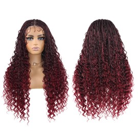 Miz Barn 360 Full Lace Front Knotless Box Braided Wigs 100% Handmade Synthetic Lightweight Twist Braided Wig Swiss Lace Braids Wigs With Baby Hair For Black Women (1B/BG#, 24")