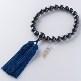 [Butsudanya Takita Shoten] Kyoto Prayer Beads, Men's, Blue Tiger Eye Stone, 22 Beads, Pure Silk Headed Bassel, Comes with a Bag for Men
