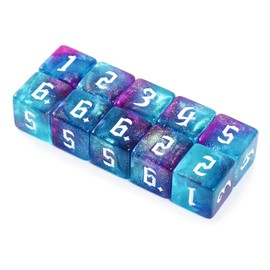 Yourandoll 10pcs Polyhedral Dice D6 Dice 6 Dice 16mm DND TRPG MTG Dice and More Table Games (Green Purple)