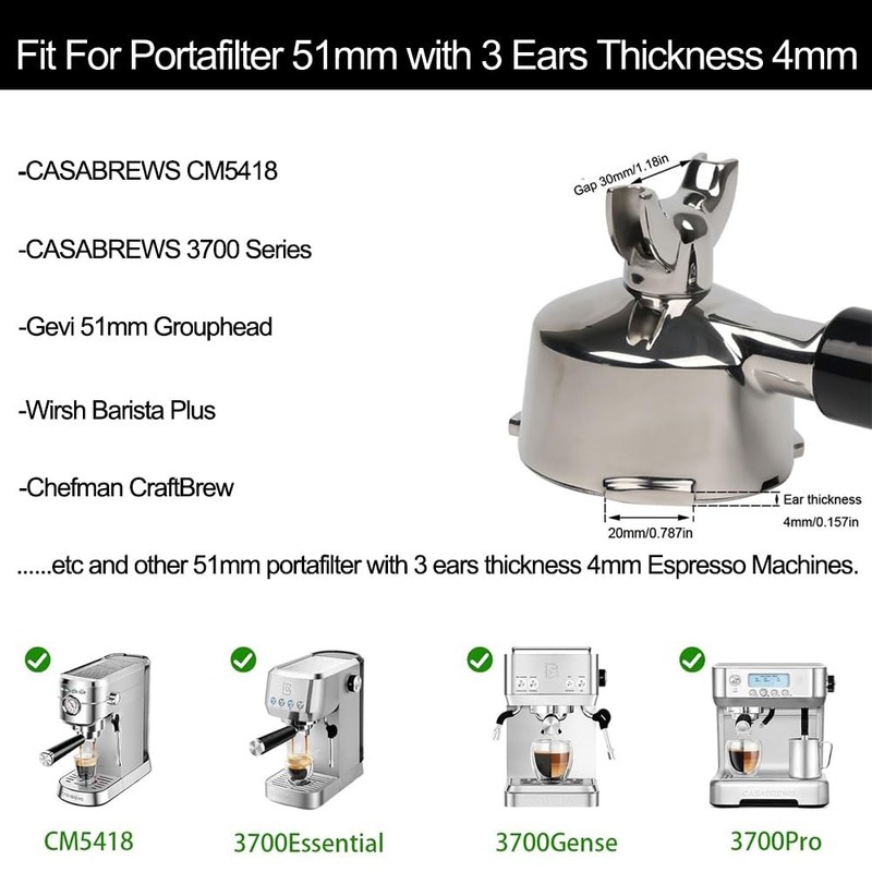 CAPFEI 51mm Portafilter 2 Spouts Compatible With Gevi/CASABREWS Espresso Machine