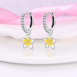 KUNSIR 925 Sterling Silver Earrings U Shaped Hoop Earrings with Colourful Cubic Zirconia Stones Hypoallergenic Women Hoop Earrings Casual Jewellery Holiday Gifts