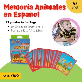 edudak Juego de Memoria para Niños con Tematica de Animales. 60 Tarjetas. Juego de Mesa Infantil                                                      