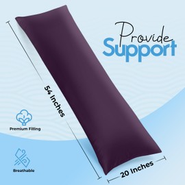 Utopia Bedding Full Body Pillow for Adults (Purple, 20 x 54 Inch), Long Pillow Insert for Sleeping, Ideal for Side Sleepers