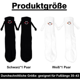 KUIZHEN Magnetic Socks, Hand in Hand Socks, 2 Pairs, Magnetic Socks, 3D Doll Pair Socks, Unisex, Funny Pair Holding Hands Sock for Couples, White