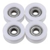 Pack of 4 round groove rollers, nylon, U-groove roller, ball