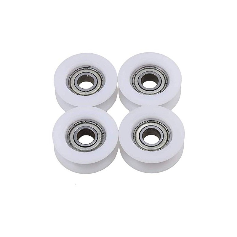 Pack of 4 round groove rollers, nylon, U-groove roller, ball