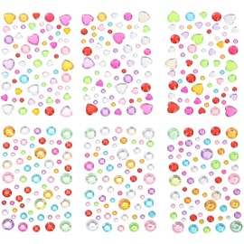 VILLCASE 12 Hojas Pegatinas De Gemas Autoadhesivas Para Cara Y Cuerpo Stickers De Corazones Brillantes Para Maquillaje De Ojos Arte Facial Y DecoracióN En Fiestas Y Carnaval