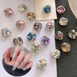 Chisafly Nail Parts, Stone, Nail Stone, Square, Gems, Crystal, Large, Rhinestones, Glitter, 3D, Set of 6 (Moonlight)