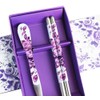 HugeStore Chinese Purple Rose Stainless Steel Chopsticks and Spoon Set