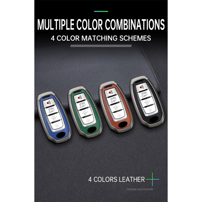 TECART 5-button Car Key Fob Cover Fit For Infiniti Key