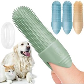 Dog Toothbrush Finger, Dog Tooth Brushing Kit with 360° Finger Toothbrush and Dual Head Dog Cat Toothbrush, Food Grade Silicone Dog Teeth Cleaning Kit, 3pcs Ultra-Soft Pet Dog Dental Care Toothbrush