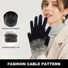 Long Keeper Winter Gloves for Women Men Ladies Thermal Warm Gloves Thick Lined Fleece Gloves Snow Knitted Gloves Rabbit Fur Soft Women's Gloves & Mittens (Black)