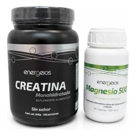 Magnesio Citrato 60 Caps Y Monohidrato De Creatina 500 Mg Sin Sabor