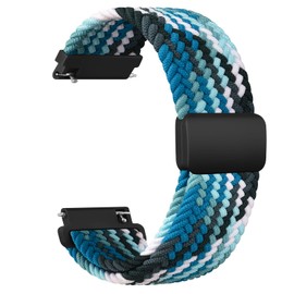 Wanme Braided Stretchy Nylon Strap, 22mm, Ocean Blue, One Size, Compatible with Garmin Vivoactive 4/Venu 2/Venu 3/Forerunner 255/265, Sport Loop Watch Band
