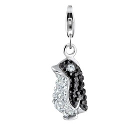 Nenalina 716245-050 Penguin Carabiner Charm Pendant for Charm Bracelet 925 Sterling Silver, Sterling Silver, Crystal