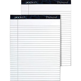TOPS Docket 100% Recycled Diamond Premium Stationery Tablet, 8-1/2 x 11-3/4 Inches, Perforated, White, Legal/Wide Rule, 50 Sheets per Pad, 2 Pads per Pack (63975)