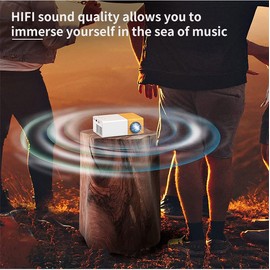 Portable Mini 1920x1080 Resolution Projector with Rich Interface, Small and Portable, and 24-60in Huge Screen, LED Light Source for Home Outdoor Theater Movie (AU Plug)