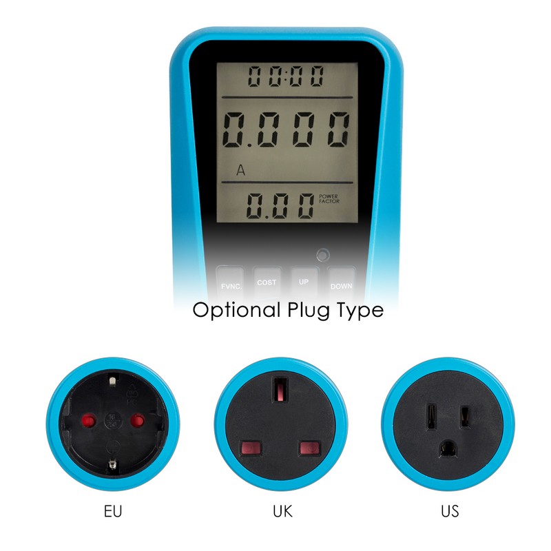 LCD Display Electricity Usage Power Meter Socket Energy Watt Volt