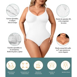 SUNACGO Body Moldeadora de Mujer Body Faja para Mujer Control de Abdomen sin Mangas Moldeadores de Cintura para Mujer Curvy Faja Blanco
