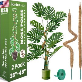 2 Pack 48" and 28'' Bendable Moss Pole Monstera Plant Support for Climbing Indoor Plants - Stakes for Potted Climbers - Tall Sticks Indoor Trellis for Houseplants - Accessories for Monstera Pot