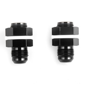 CNWZYMX AN8 Male Flare Bulkhead Fitting Fuel Cell OIL TANK Adapter with Washer Aluminum Straight Black 2PCS