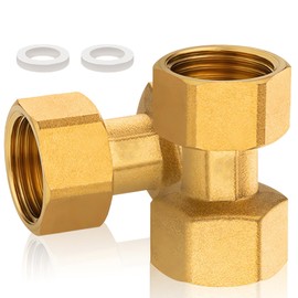 Pack of 2 Brass Movable Screw Connections, 1/2 Inch Female x Female Brass Screw Connection Passage, 1/2 Inch Double Screw Connection Tap Fitting, DN15, for Hot and Cold Water Supply Systems