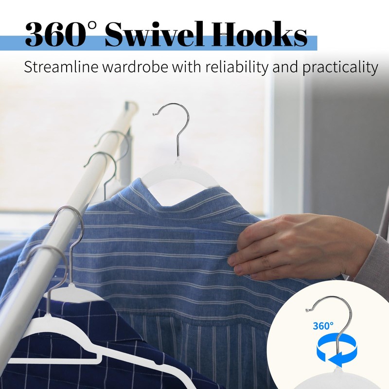 Smartor White Velvet Hangers 60 Pack, Space Saving Clothes Hangers