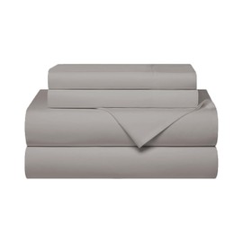 Lukeville Luxury Linen Super Soft and Lightweight Microfiber 4-Piece Bed Sheet Set | Easy Care, 15-Inch Deep Pockets, Hotel Collection Bed Sheets, Cooling Sheets, Queen Size, Light Grey Solid