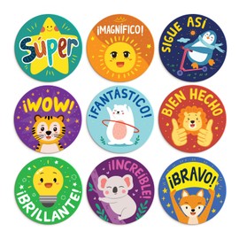 S&O Spanish Stickers for Encouragement - Motivational Stickers for Kids - Spanish Classroom Decorations - Affirmation Stickers En Espanol - 1008 Spanish Classroom Stickers for Students Elementary