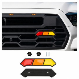 Sinminou Tri-Color Grille Badge Compatible with 2022-2026 Toyota Tundra TRD/Pro, 2022-2026 Toyota Sequoia TRD/Pro Exterior Accessories, Car Truck Label Grille Insert Trims (Red, Orange, Yellow)