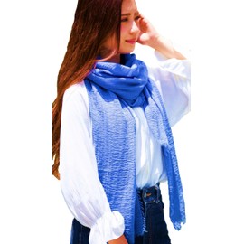 Harewith Scarf, Stole, Autumn and Winter, Women's, Japanese Brand, Cotton, Sun Protection, Thin, Large, Shawl, Towel, UV Protection, Cooling Protection, Birthday, Mother's Day, blue
