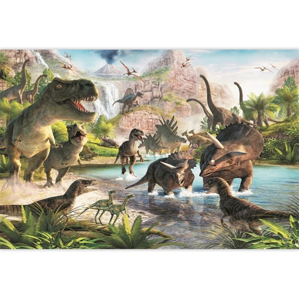 Canessioa Dinosaur Theme Backdrop Volcanic Waterfall Dinosaur Park Background for