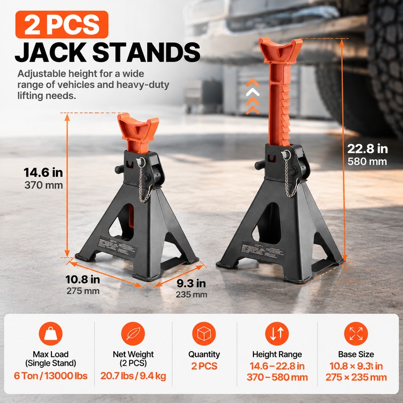 Heavy Duty Jack Stands for Vehicle Lifting – Locking Steel