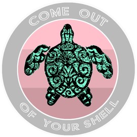 Athena Brands Pink Turtle Come Out of Your Shell - Car Truck Window Bumper Sticker Decal - Storm Gray