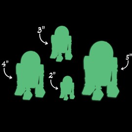 Star Inspired Movie Character Space R2d2 Style 2 Glow in The Dark Sticker Decal for Phone Tablet Laptop Car Truck Window | 4" Sticker | Green