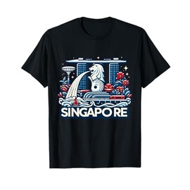 Singapore Marina Bay Sands Gardens by the Bay Merlion Statue T-Shirt