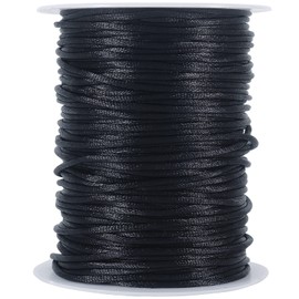 Tenn Well 3mm Satin Cord, 328 Feet Silky Nylon Rattail Cord for Macrame Projects, Dream Catchers, Chinese Knotting, Arts and Crafts Black