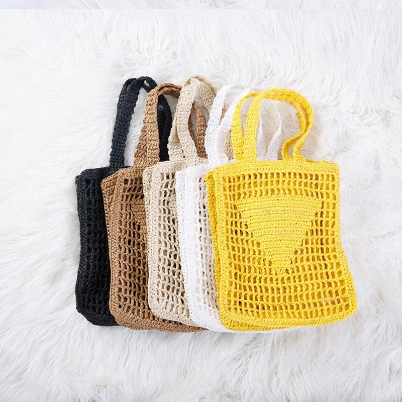 Handmade Straw Bag Travel Beach Fishing Net Handbag Hollow Casual
