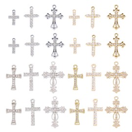 Bestewelry Kreuz-Anhänger aus Legierung, 12 Stile, glänzende Strasssteine, Rosenkranz, Kreuz, Kristall, Religionsmotiv, Kruzifix, baumelnde Charms für Halsketten, Ohrringe, Armbänder, DIY, Handwerk,