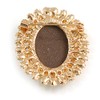Vintage Inspired Clear Crystal Oval Beige Acrylic Cameo In Gold