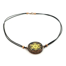 ZZYBIA Metatron's Cube Merkaba Orgone Pendant with Obsidian