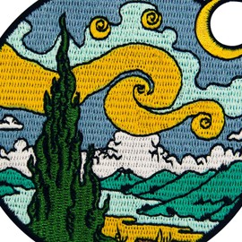 The Starry Sky Patch Embroidered Applique Iron On Sew On Emblem, Cyan