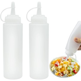 SZXMDKH 8oz Food Grade Reusable Plastic Squeeze Condiment Bottles with Cap for Sauce Bottle Seasoning Dispensers (2pcs)